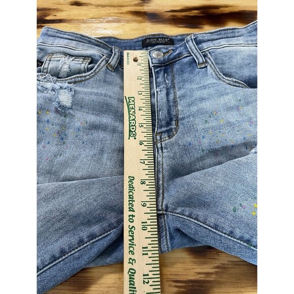 Judy Blue Women’s 7 Colorful Paint Splash Destroyed Boyfriend Jeans Size 9/29 - Picture 4 of 16